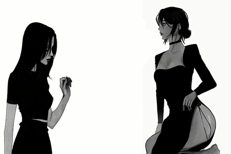 Two Girls in Black Dresses