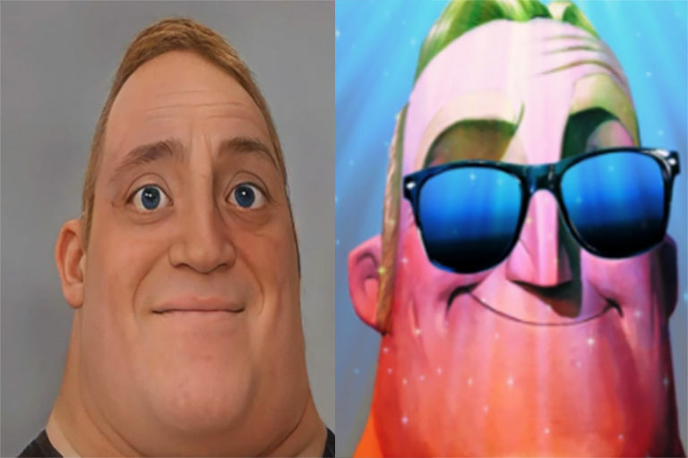 Mr. Incredible Becomes Uncanny or Cheerful