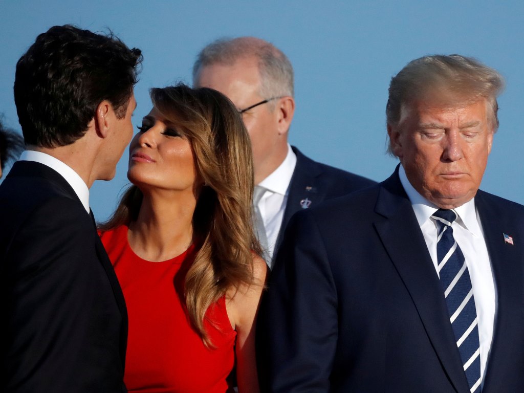 Melania Trump Kisses Justin Trudeau