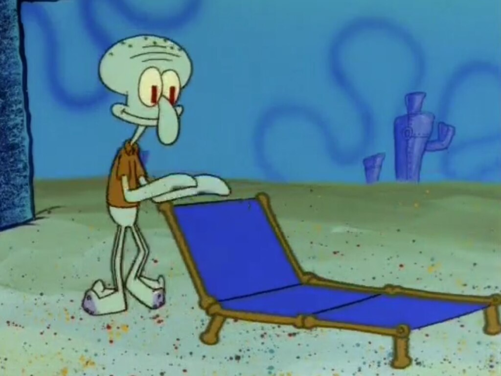 Squidward Clears Away the Lounge Chair