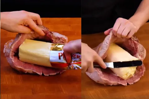 Смажьте мясо маслом