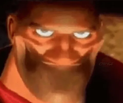 Солдат из Team Fortress 2 улыбается